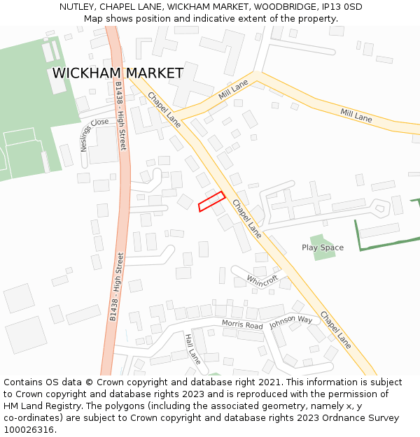 NUTLEY, CHAPEL LANE, WICKHAM MARKET, WOODBRIDGE, IP13 0SD: Location map and indicative extent of plot
