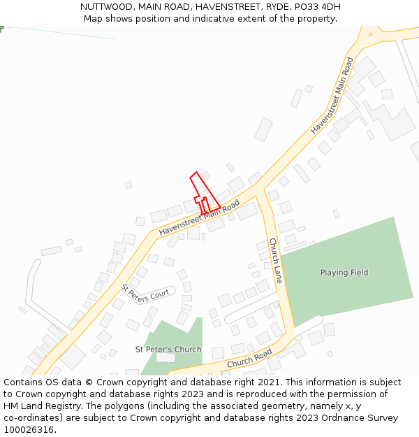 NUTTWOOD, MAIN ROAD, HAVENSTREET, RYDE, PO33 4DH: Location map and indicative extent of plot