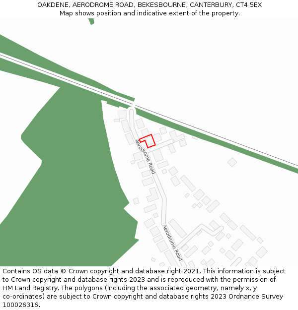 OAKDENE, AERODROME ROAD, BEKESBOURNE, CANTERBURY, CT4 5EX: Location map and indicative extent of plot