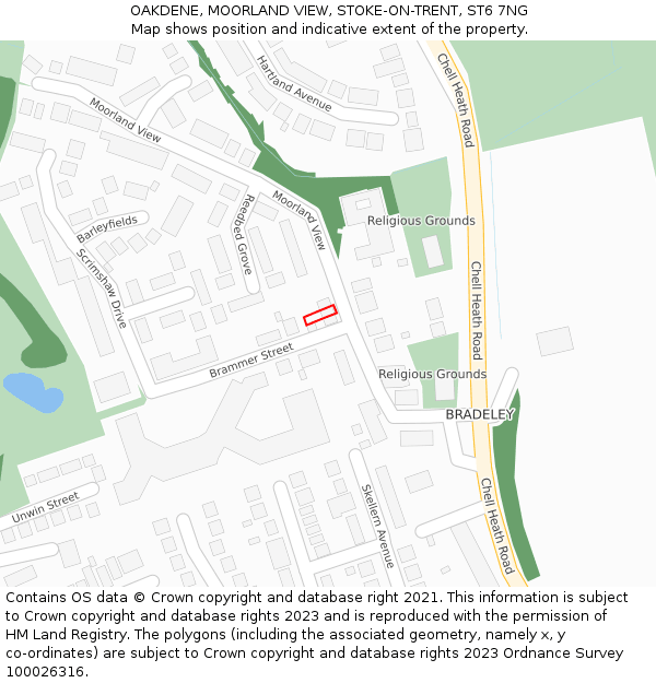 OAKDENE, MOORLAND VIEW, STOKE-ON-TRENT, ST6 7NG: Location map and indicative extent of plot