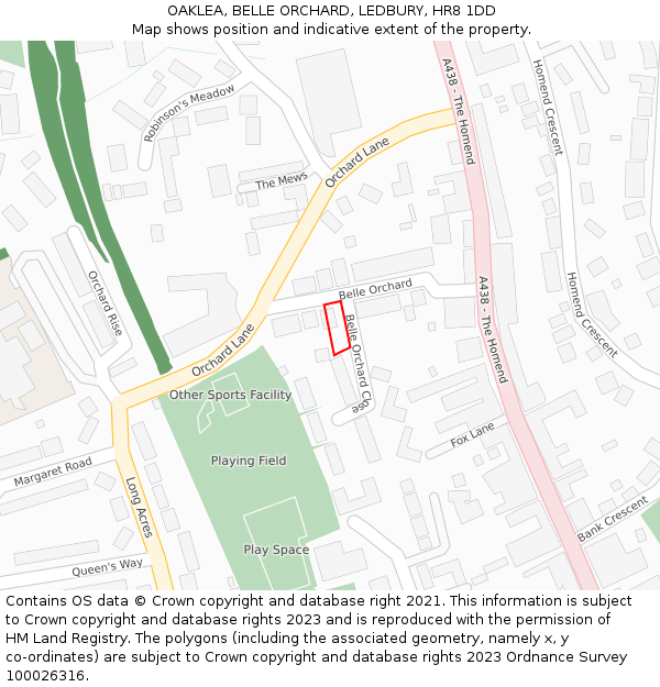 OAKLEA, BELLE ORCHARD, LEDBURY, HR8 1DD: Location map and indicative extent of plot