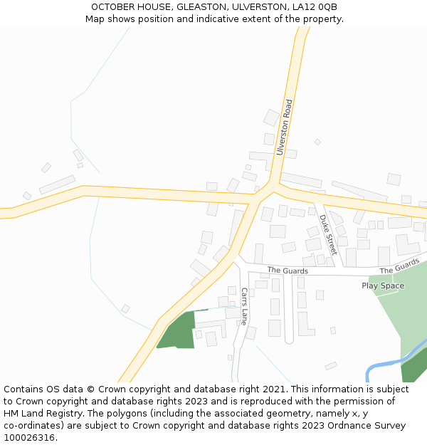 OCTOBER HOUSE, GLEASTON, ULVERSTON, LA12 0QB: Location map and indicative extent of plot
