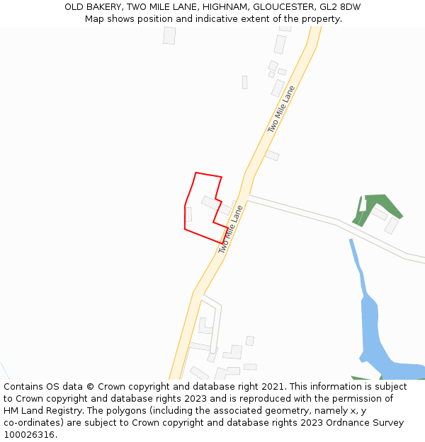 OLD BAKERY, TWO MILE LANE, HIGHNAM, GLOUCESTER, GL2 8DW: Location map and indicative extent of plot