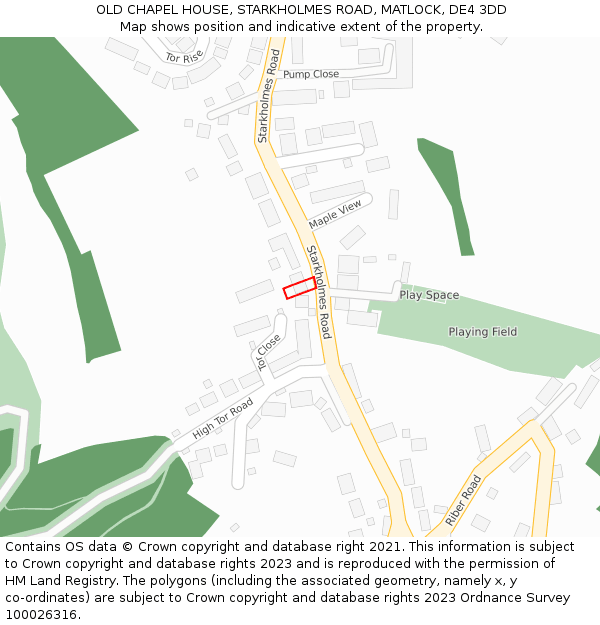 OLD CHAPEL HOUSE, STARKHOLMES ROAD, MATLOCK, DE4 3DD: Location map and indicative extent of plot