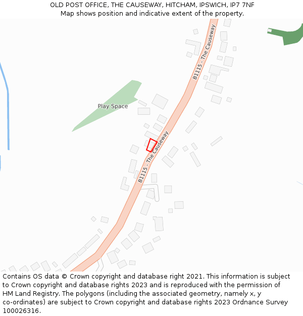 OLD POST OFFICE, THE CAUSEWAY, HITCHAM, IPSWICH, IP7 7NF: Location map and indicative extent of plot