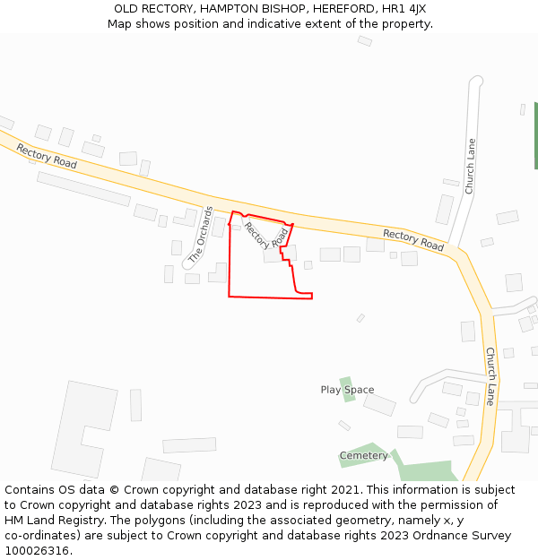 OLD RECTORY, HAMPTON BISHOP, HEREFORD, HR1 4JX: Location map and indicative extent of plot