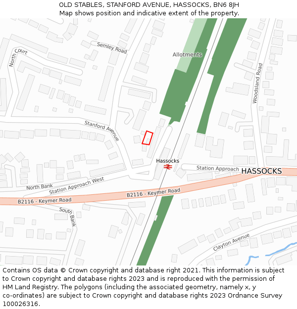 OLD STABLES, STANFORD AVENUE, HASSOCKS, BN6 8JH: Location map and indicative extent of plot