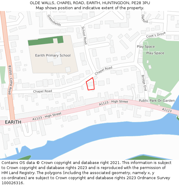 OLDE WALLS, CHAPEL ROAD, EARITH, HUNTINGDON, PE28 3PU: Location map and indicative extent of plot