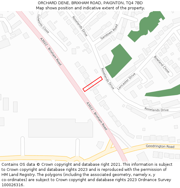 ORCHARD DENE, BRIXHAM ROAD, PAIGNTON, TQ4 7BD: Location map and indicative extent of plot