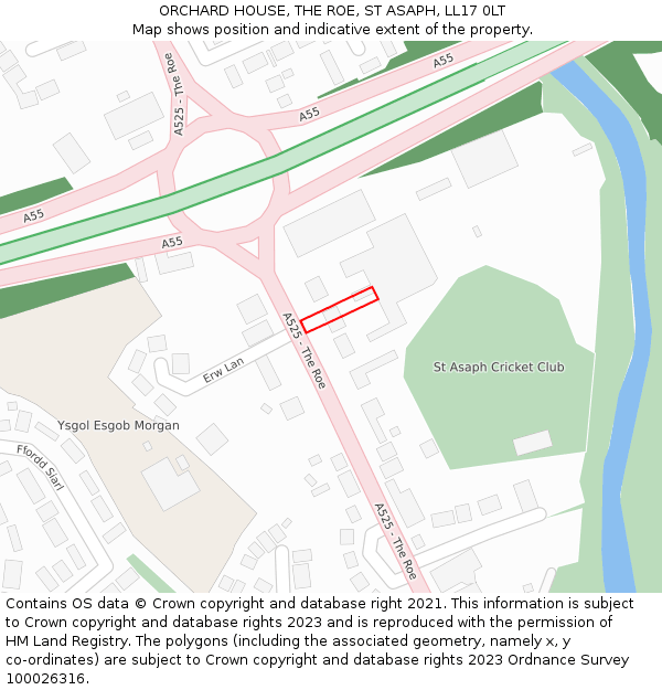 ORCHARD HOUSE, THE ROE, ST ASAPH, LL17 0LT: Location map and indicative extent of plot