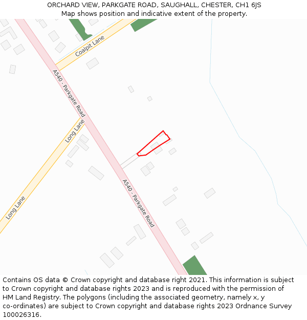 ORCHARD VIEW, PARKGATE ROAD, SAUGHALL, CHESTER, CH1 6JS: Location map and indicative extent of plot