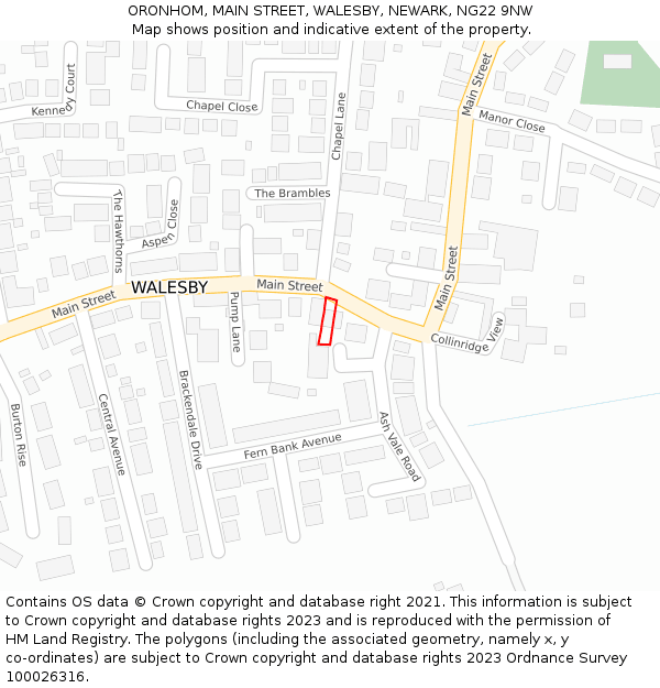 ORONHOM, MAIN STREET, WALESBY, NEWARK, NG22 9NW: Location map and indicative extent of plot