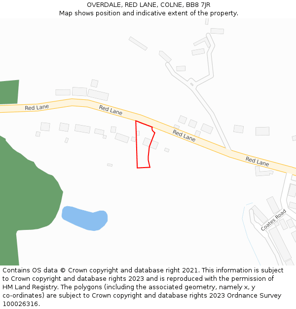 OVERDALE, RED LANE, COLNE, BB8 7JR: Location map and indicative extent of plot