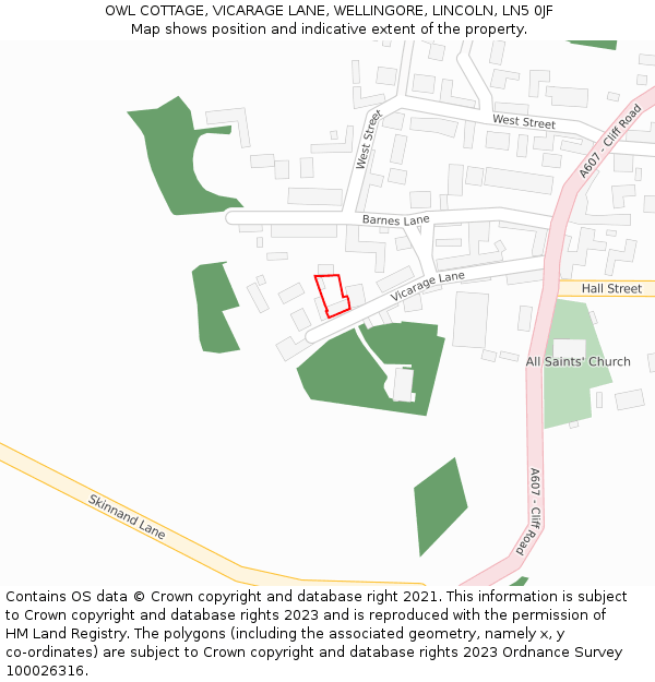 OWL COTTAGE, VICARAGE LANE, WELLINGORE, LINCOLN, LN5 0JF: Location map and indicative extent of plot