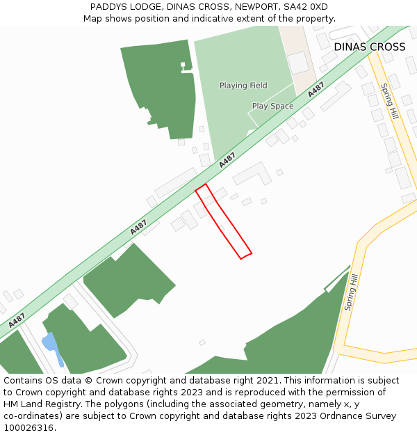 PADDYS LODGE, DINAS CROSS, NEWPORT, SA42 0XD: Location map and indicative extent of plot