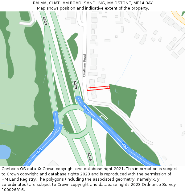 PALMA, CHATHAM ROAD, SANDLING, MAIDSTONE, ME14 3AY: Location map and indicative extent of plot