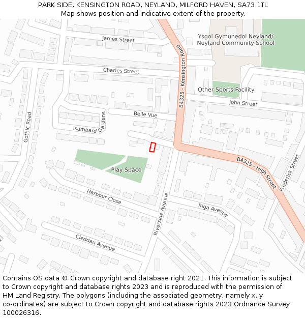 PARK SIDE, KENSINGTON ROAD, NEYLAND, MILFORD HAVEN, SA73 1TL: Location map and indicative extent of plot