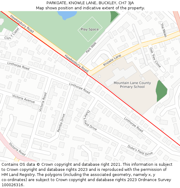 PARKGATE, KNOWLE LANE, BUCKLEY, CH7 3JA: Location map and indicative extent of plot