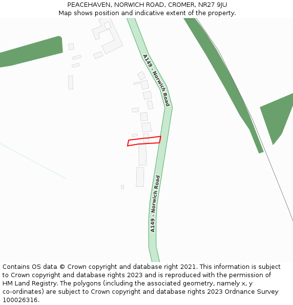 PEACEHAVEN, NORWICH ROAD, CROMER, NR27 9JU: Location map and indicative extent of plot