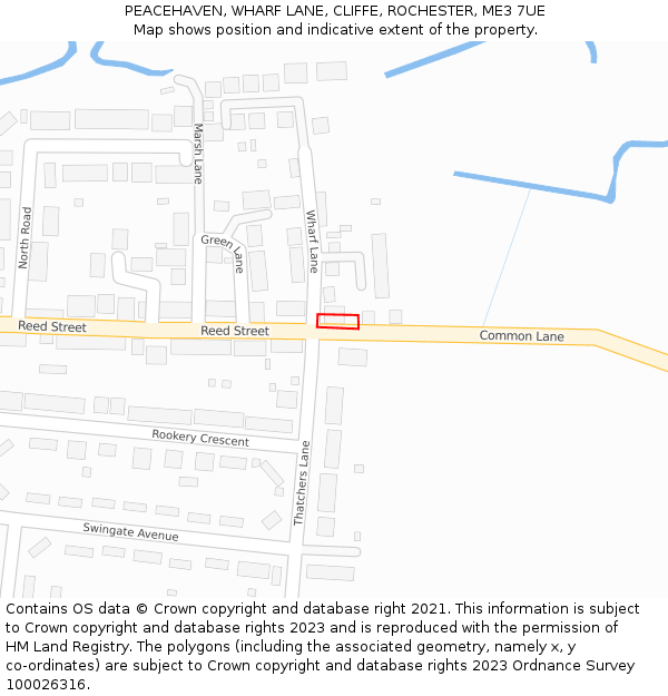 PEACEHAVEN, WHARF LANE, CLIFFE, ROCHESTER, ME3 7UE: Location map and indicative extent of plot