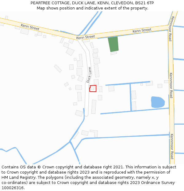 PEARTREE COTTAGE, DUCK LANE, KENN, CLEVEDON, BS21 6TP: Location map and indicative extent of plot