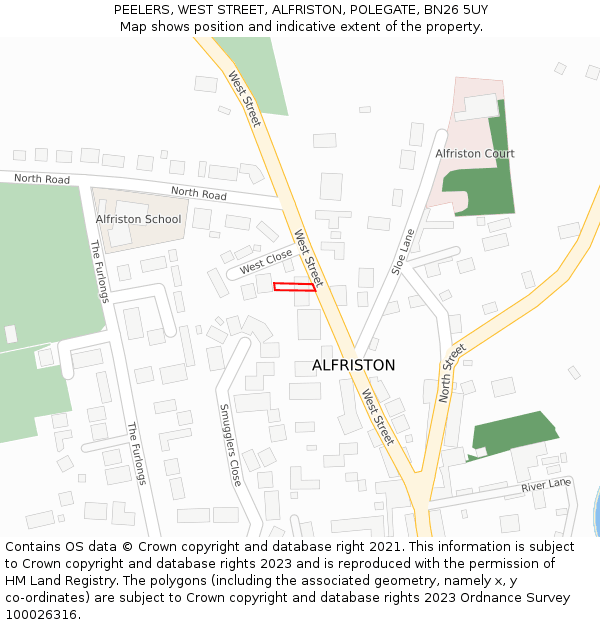 PEELERS, WEST STREET, ALFRISTON, POLEGATE, BN26 5UY: Location map and indicative extent of plot