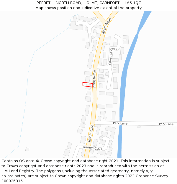 PEERETH, NORTH ROAD, HOLME, CARNFORTH, LA6 1QG: Location map and indicative extent of plot