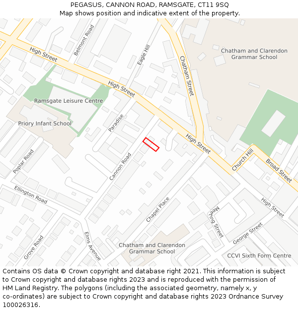 PEGASUS, CANNON ROAD, RAMSGATE, CT11 9SQ: Location map and indicative extent of plot