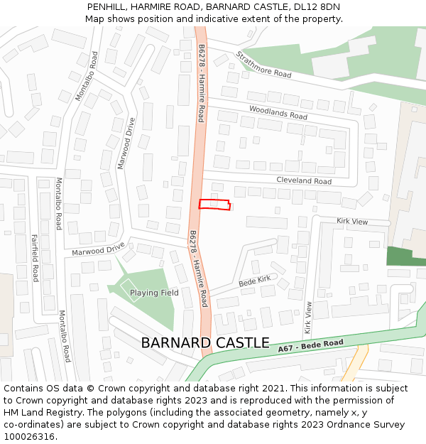 PENHILL, HARMIRE ROAD, BARNARD CASTLE, DL12 8DN: Location map and indicative extent of plot