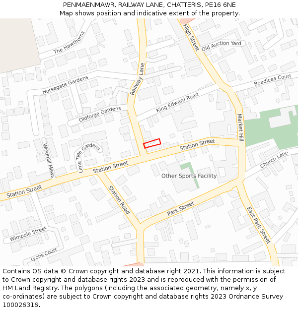 PENMAENMAWR, RAILWAY LANE, CHATTERIS, PE16 6NE: Location map and indicative extent of plot