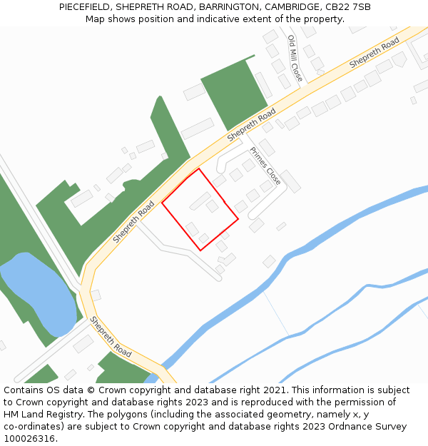 PIECEFIELD, SHEPRETH ROAD, BARRINGTON, CAMBRIDGE, CB22 7SB: Location map and indicative extent of plot