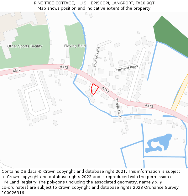 PINE TREE COTTAGE, HUISH EPISCOPI, LANGPORT, TA10 9QT: Location map and indicative extent of plot