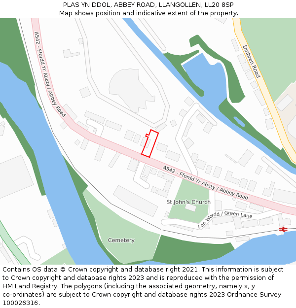 PLAS YN DDOL, ABBEY ROAD, LLANGOLLEN, LL20 8SP: Location map and indicative extent of plot