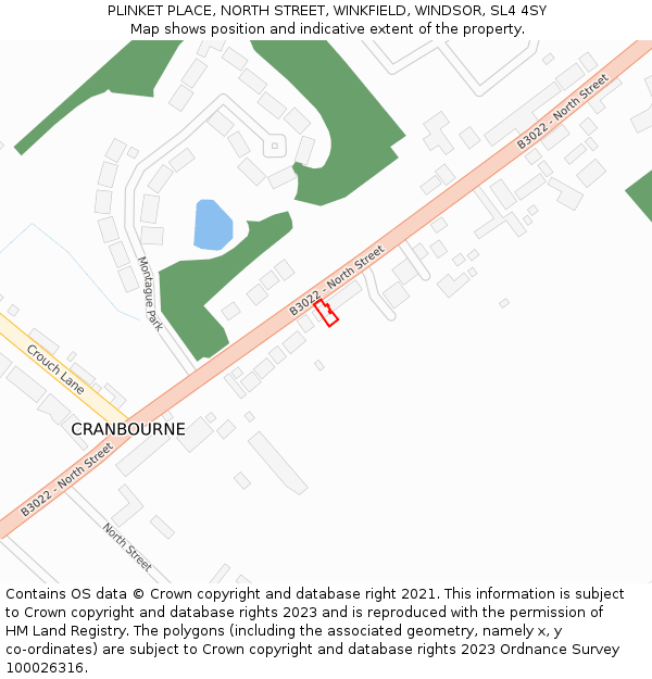 PLINKET PLACE, NORTH STREET, WINKFIELD, WINDSOR, SL4 4SY: Location map and indicative extent of plot