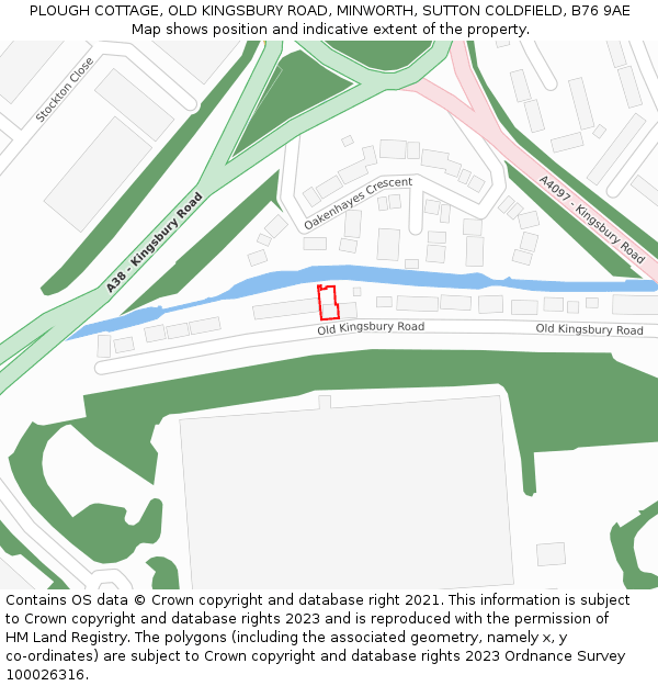 PLOUGH COTTAGE, OLD KINGSBURY ROAD, MINWORTH, SUTTON COLDFIELD, B76 9AE: Location map and indicative extent of plot