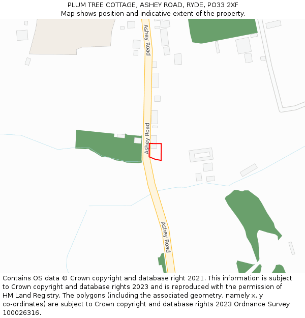 PLUM TREE COTTAGE, ASHEY ROAD, RYDE, PO33 2XF: Location map and indicative extent of plot