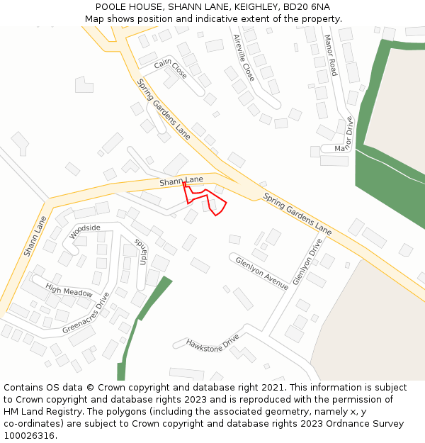 POOLE HOUSE, SHANN LANE, KEIGHLEY, BD20 6NA: Location map and indicative extent of plot