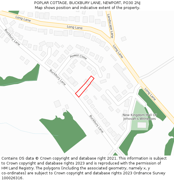 POPLAR COTTAGE, BUCKBURY LANE, NEWPORT, PO30 2NJ: Location map and indicative extent of plot