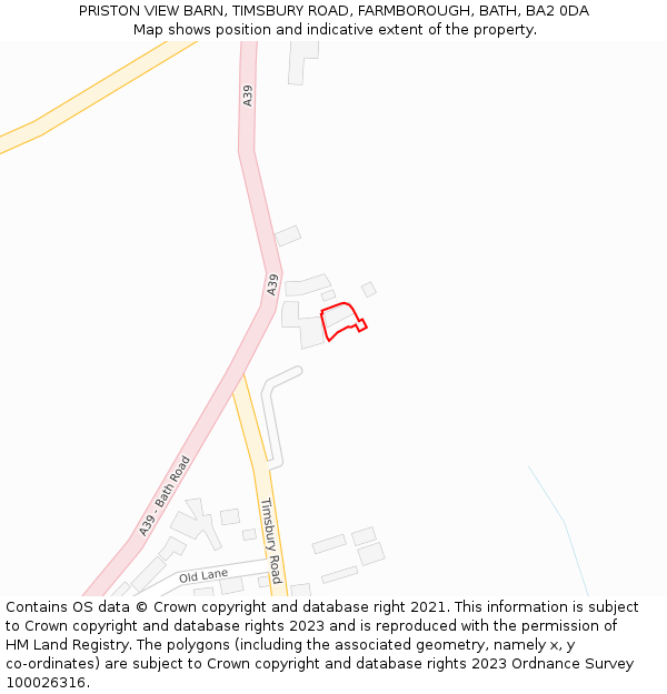 PRISTON VIEW BARN, TIMSBURY ROAD, FARMBOROUGH, BATH, BA2 0DA: Location map and indicative extent of plot