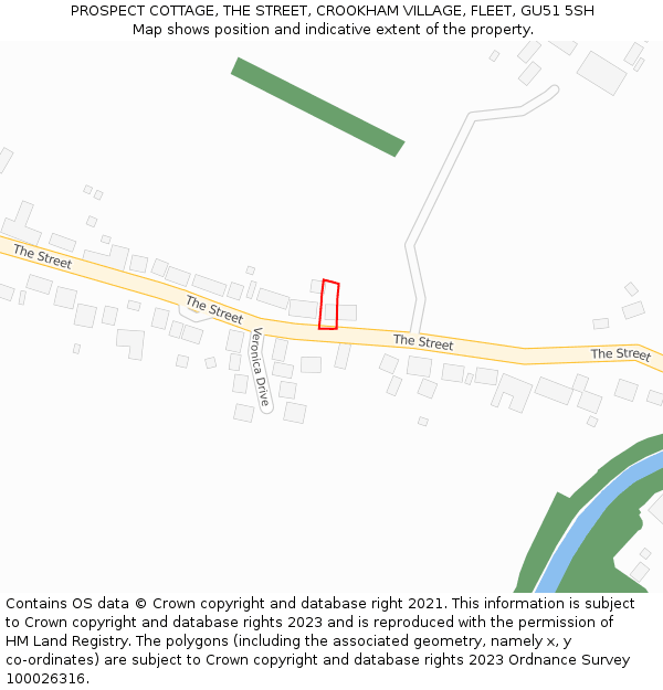 PROSPECT COTTAGE, THE STREET, CROOKHAM VILLAGE, FLEET, GU51 5SH: Location map and indicative extent of plot