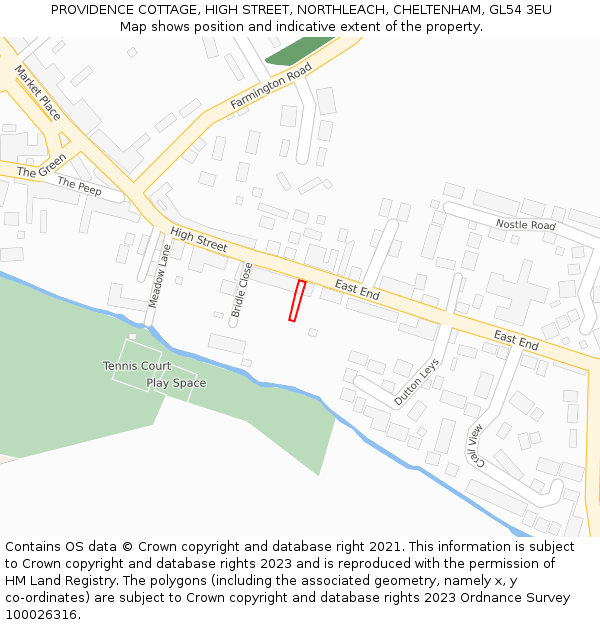 PROVIDENCE COTTAGE, HIGH STREET, NORTHLEACH, CHELTENHAM, GL54 3EU: Location map and indicative extent of plot