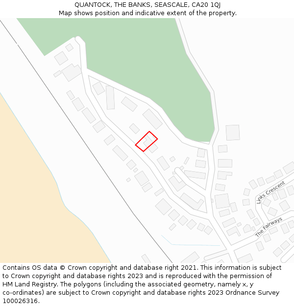 QUANTOCK, THE BANKS, SEASCALE, CA20 1QJ: Location map and indicative extent of plot