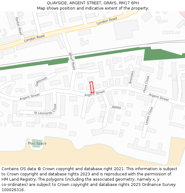 QUAYSIDE, ARGENT STREET, GRAYS, RM17 6PH: Location map and indicative extent of plot