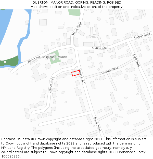 QUERTON, MANOR ROAD, GORING, READING, RG8 9ED: Location map and indicative extent of plot