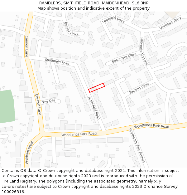 RAMBLERS, SMITHFIELD ROAD, MAIDENHEAD, SL6 3NP: Location map and indicative extent of plot