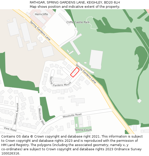 RATHGAR, SPRING GARDENS LANE, KEIGHLEY, BD20 6LH: Location map and indicative extent of plot