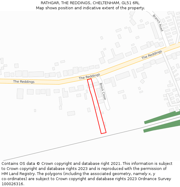 RATHGAR, THE REDDINGS, CHELTENHAM, GL51 6RL: Location map and indicative extent of plot