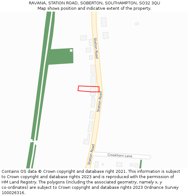 RAVANA, STATION ROAD, SOBERTON, SOUTHAMPTON, SO32 3QU: Location map and indicative extent of plot