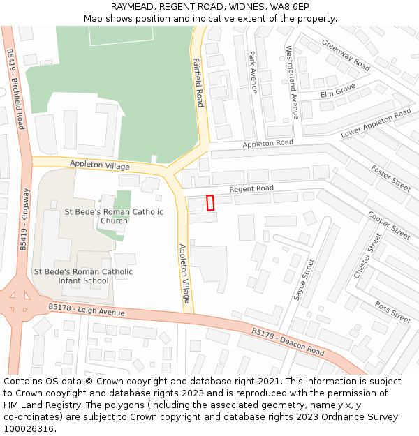 RAYMEAD, REGENT ROAD, WIDNES, WA8 6EP: Location map and indicative extent of plot