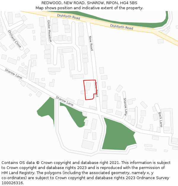 REDWOOD, NEW ROAD, SHAROW, RIPON, HG4 5BS: Location map and indicative extent of plot